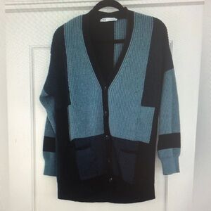 Men's Black and Gray Cardigan Sweater